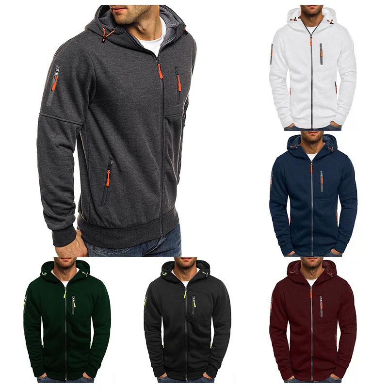 FEGKZLI Specialty Lente Heren Jassen Capuchon Jassen Casual Rits Sweatshirts Mannelijk Trainingspak Mode Jas Heren Kleding Bovenkleding Streetwear S wit