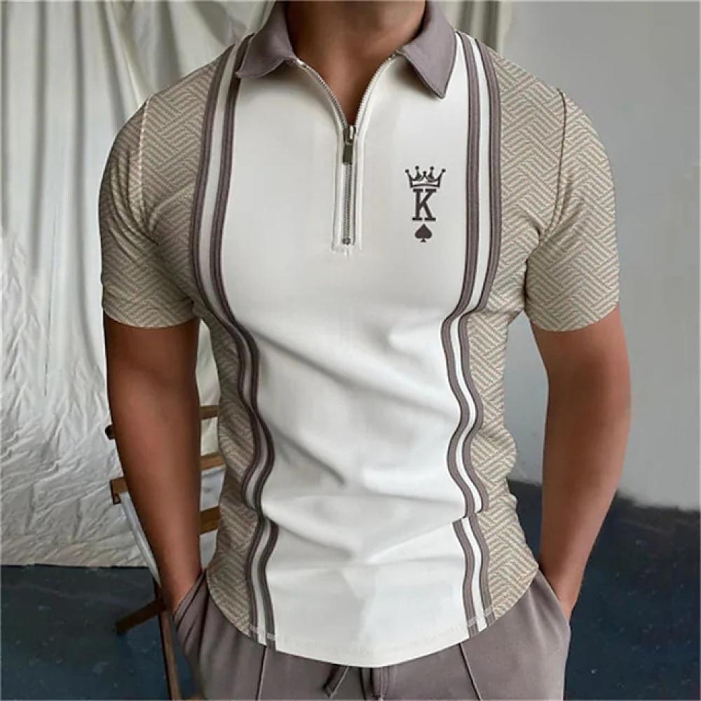 Xuhaijian02 Poker Heren Tops Turn-down Kraag Ritsen Golf Brief Kleding Heren Korte Mouw T-shirt Effen T-shirt Algemeen Shirt Los Ademend XL