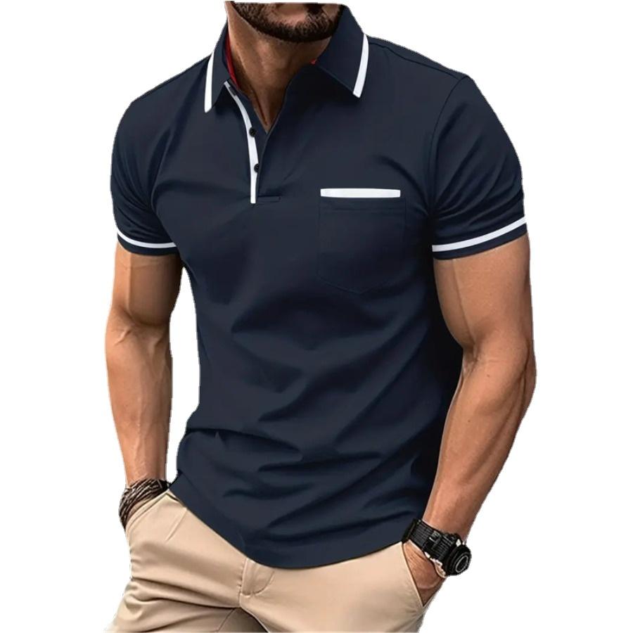 HerSight Zomerman POLOshirt met korte mouwen en knoopzak Top Heren witzwarte sportpoloshirts S wit