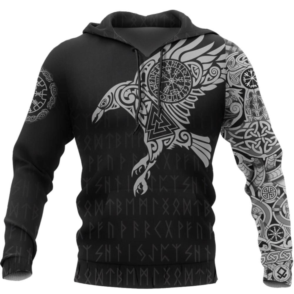 Factory Outlet Clothing Viking De Raaf van Tattoo 3D Gedrukt Mannen Hoodies Retro Harajuku Mode Capuchon Herfst Hoody Casual streetwear hoodie XXXXXL