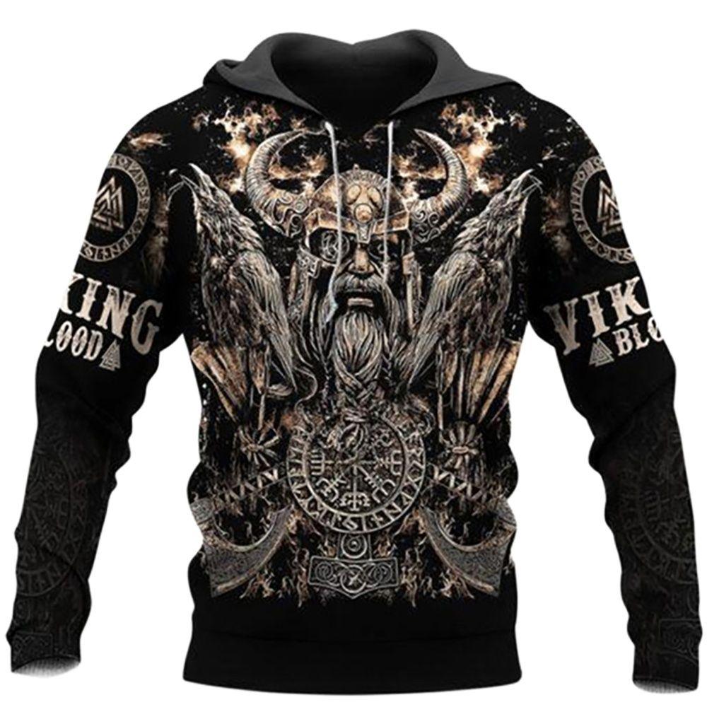 Factory Outlet Clothing Heren herfsthoodie Viking Skull Print 3D Sweatshirts Urban Trend Rock Hip Hop Capuchon Unisex Kleding Pullover Jas XXXXXL