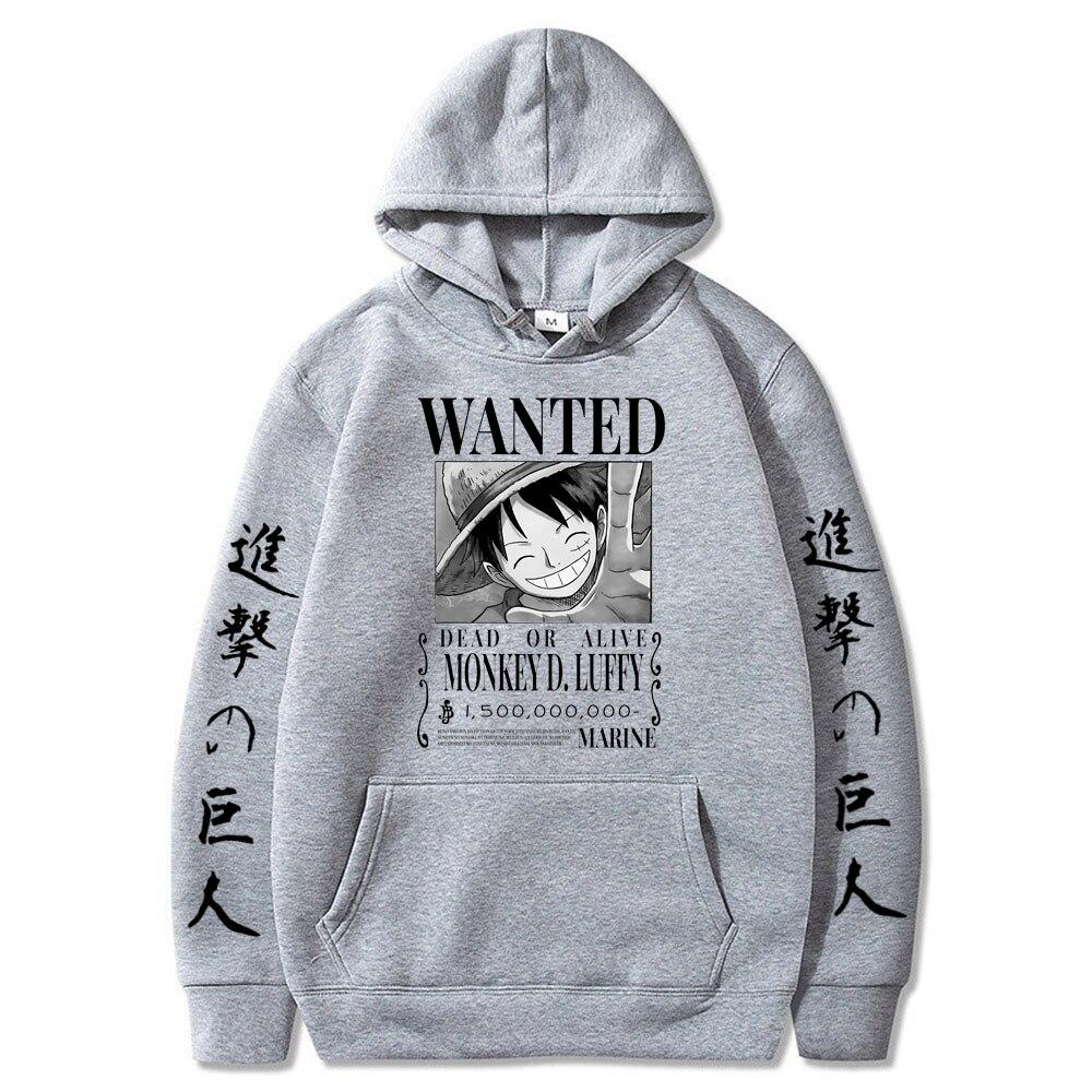 New Young Aanval op Titan Een Stuk Luffy Hoodie Mannen Mode Homme Fleece Hoodies Japanse Anime Gedrukt Mannelijke Streetwear Oversized Kleding XS wit