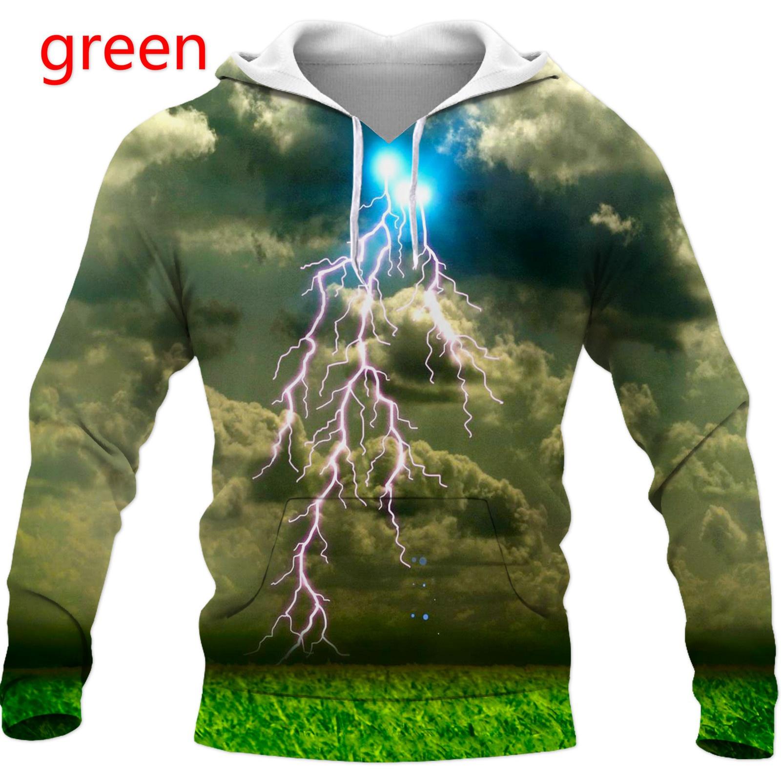 ETST WENDY 05 Mode 3D Hoodies Regenboog Bliksemprint Los Sweatshirt met capuchon Casual truien XXL