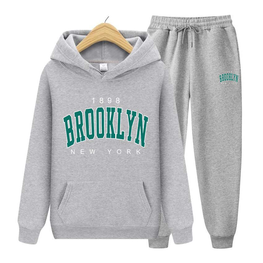 Boutique sports suit series 2 1898 BROOKLYN NEW YORK Print Sweatshirt Lange Mouw Hoodie Jogging Broek Patchwork Fitness Hoodie Kleding Mannen Set Kleding S