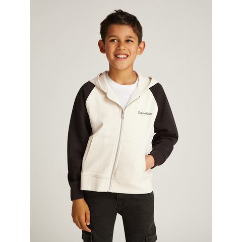 Calvin Klein Sweatvest COLOR BLOCK ZIP-THROUGH voor kinderen tot 16 jaar met logo-opdruk