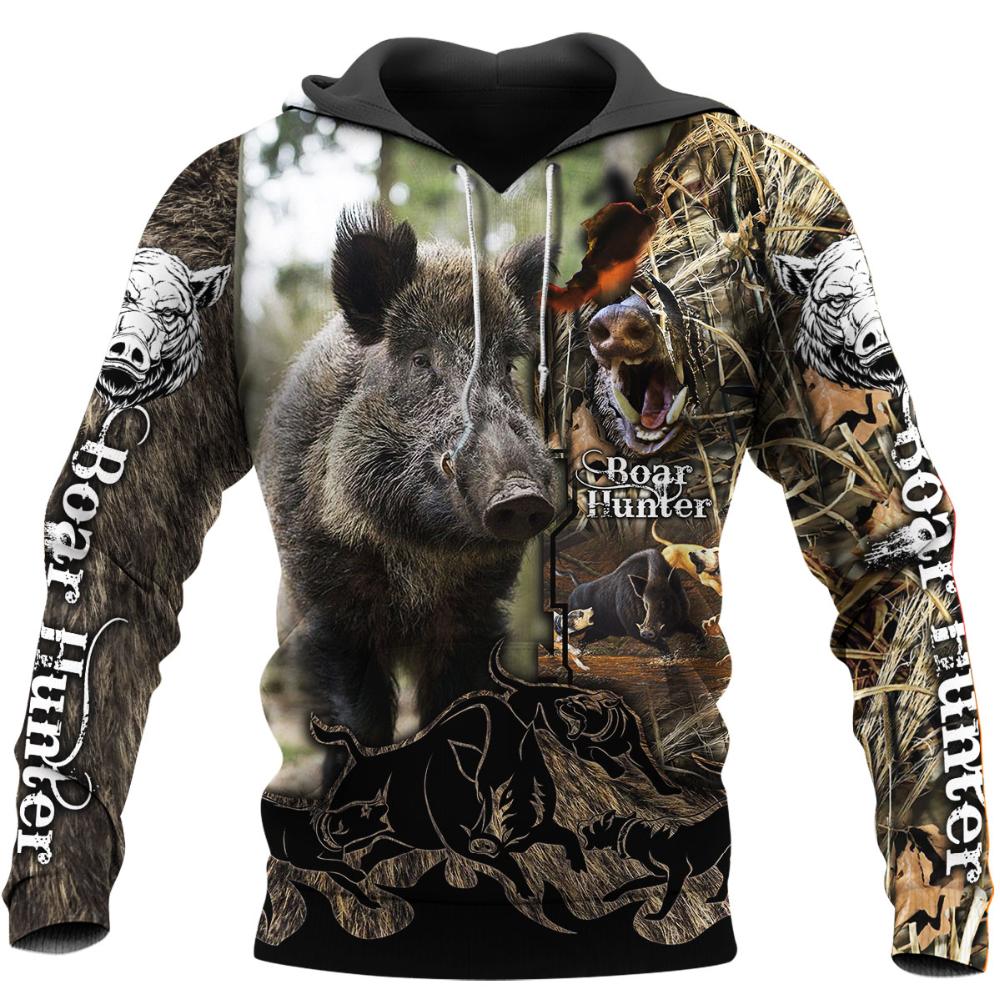 TIP723 Dieren Wilderness Heren Hoodies Zwijn Hunter 3D Geprinte Mannen Hooded Sweatshirt Unisex Streetwear Pullover Casual Herfst Kleding 5XL