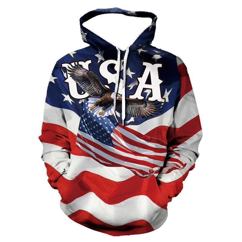 Xiao Xiang Lente Herfst Mode Heren Hoodie 3D Gedrukt Trend Amerikaanse Vlag Eagle Mannen Sportkleding Casual Unisex Trui Met Capuchon XXL