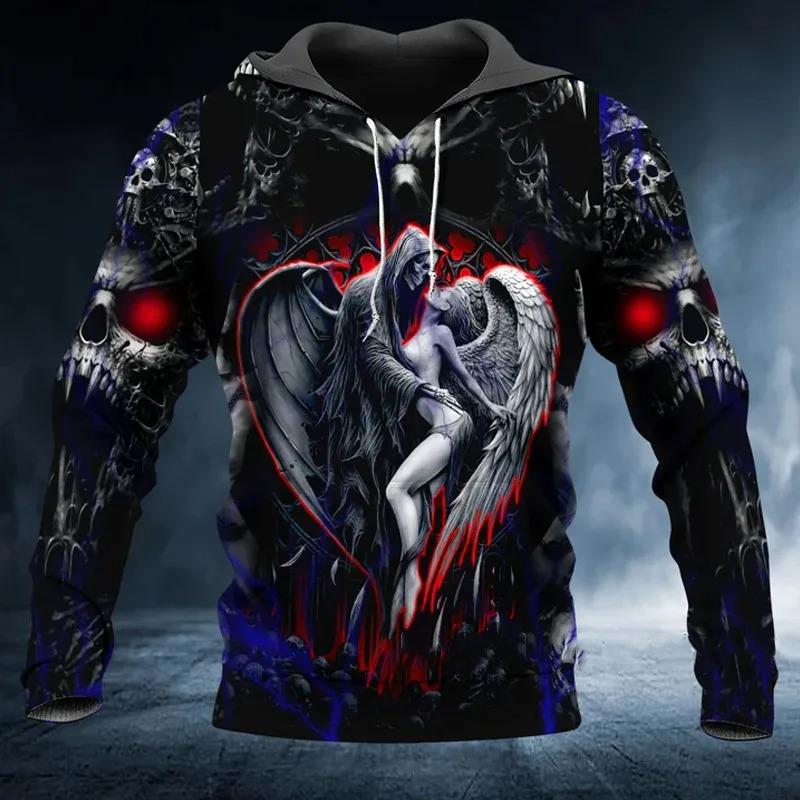 Xiao Xiang Lente Herfst Herenkleding Viking Hoodies Sweatshirt 3D Print Skull Angel Streetwear Vintage Man Pullover Jassen met lange mouwen 5XL