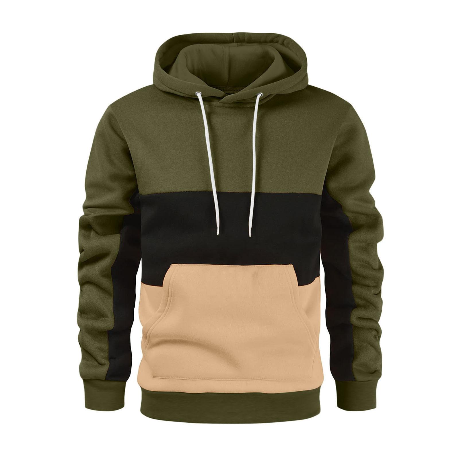 BOLIV MODA Herfst Winter Herentruien Mode Capuchon Contrasterende Kleur Los Sweatshirt Heren Hoodie M