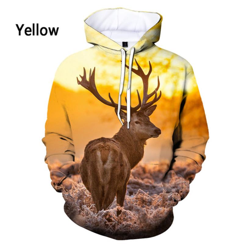 Xiao Xiang 3D Dierlijke Herten Print Mannen Sweatshirt Met Capuchon Mode Patroon Heren Hoodie Oversized Casual Trui Tops Lente Herfst Streetwear XL