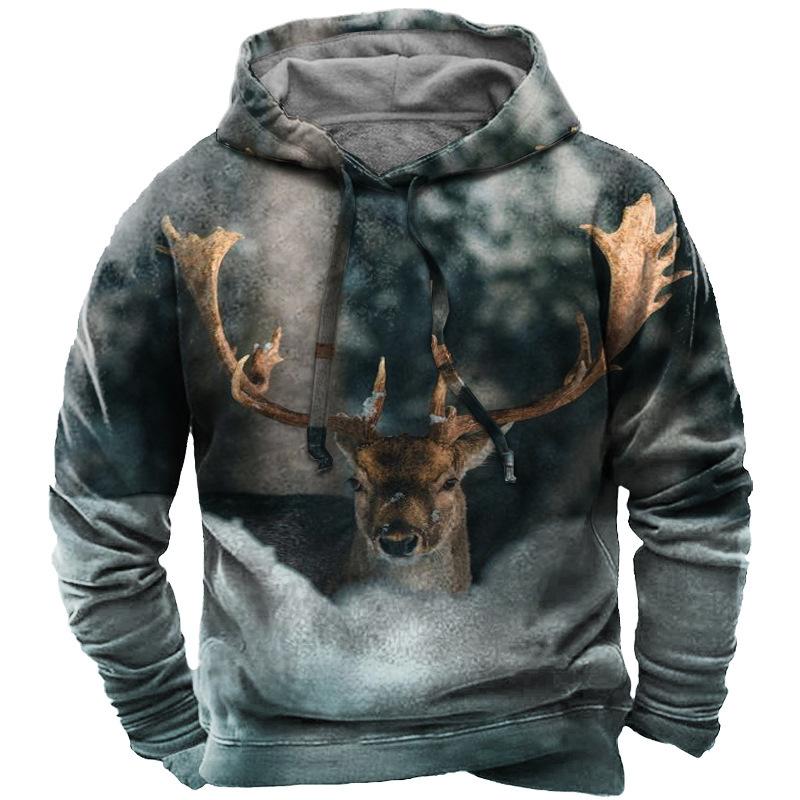 ETST 07 Vintage Dieren Sweatshirt Voor Mannen Oversize Hoodie 3D Print Lange Mouw Trui Casual Mode Herenkleding Hoge Kwaliteit Tops S