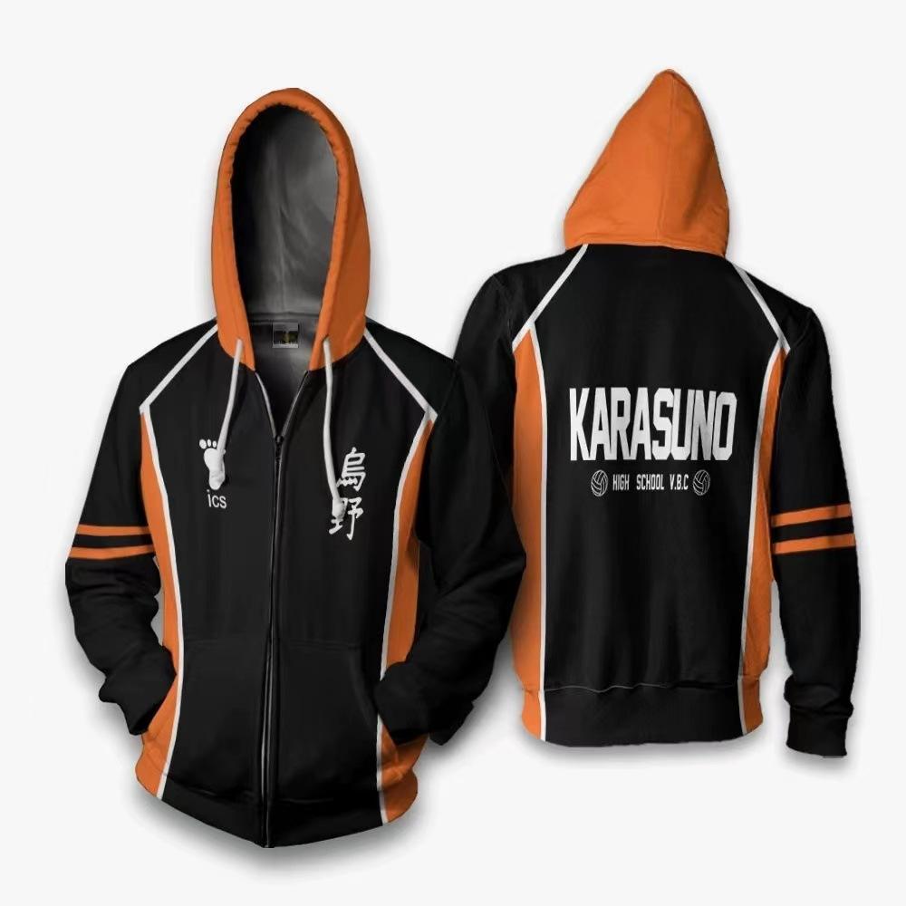 Nihao Heren Haikyuu Jas Karasuno High School Volleybal Club Hinata Shyouyou Hoody Hoodie Vest Herfst Rits Honkbal Uniform S