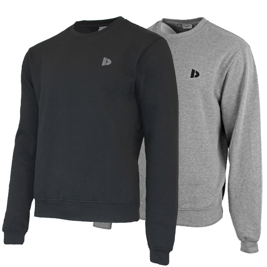 Donnay Donnay Heren - 2-Pack - Fleece Crew Sweater Dean - Zwart & Zilvergrijs