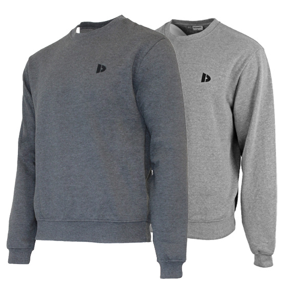 Donnay Donnay Heren - 2-Pack - Fleece Crew Sweater Dean - Donkergrijs & Zilvergrijs