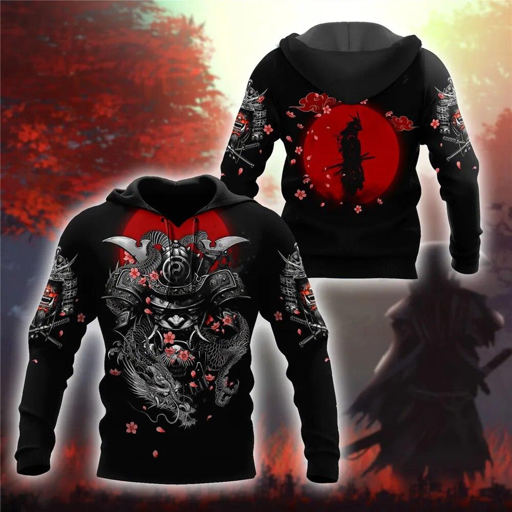 Factory Outlet Clothing Mode Japanse Sakura Samurai Mannen Hoodie 3D Print Lange Mouw Sweatshirt Unisex Hip Hop Streetwear Rits Tops Jas XS