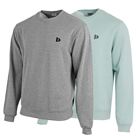 Donnay Donnay Heren - 2-Pack - Fleece Crew Sweater Dean - Zilvergrijs & Lichtgroen