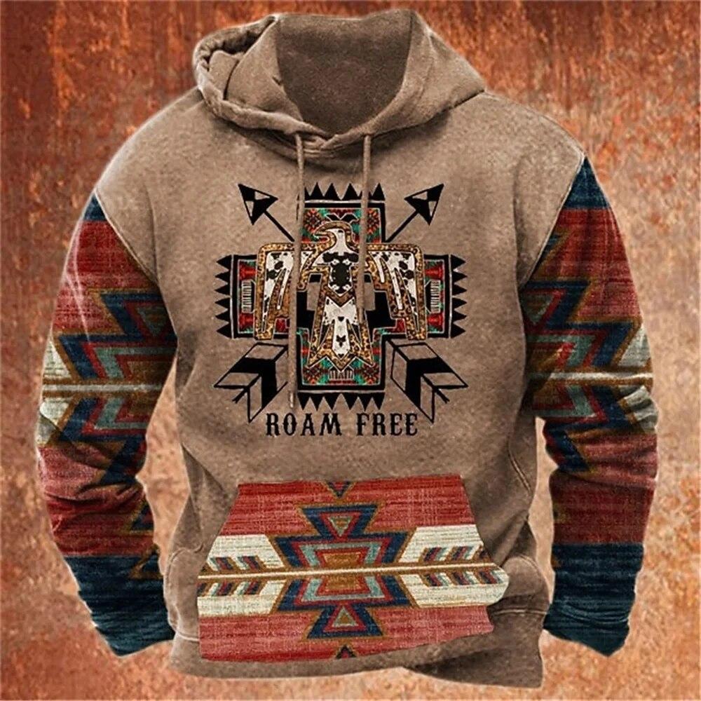 ETST WENDY 005 Indian cowboy Herfst Winter Retro Mannen Hoodies Vintage Trui Mode Oversized Sweatshirt Lange Mouw Casual Tops Kleding XL