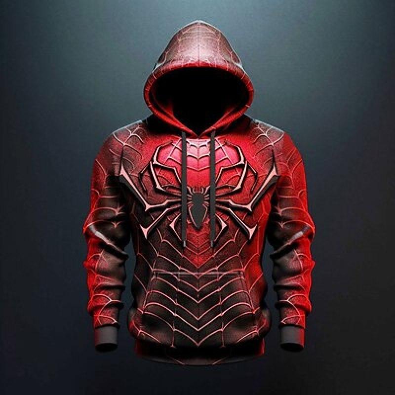 ETST WENDY 005 Halloween Spider Heren Grafische Hoodie Spinnen Web Mode Dagelijks Basic 3D Print Trui Sport Outdoor Vakantie Vakantie Hoodies S