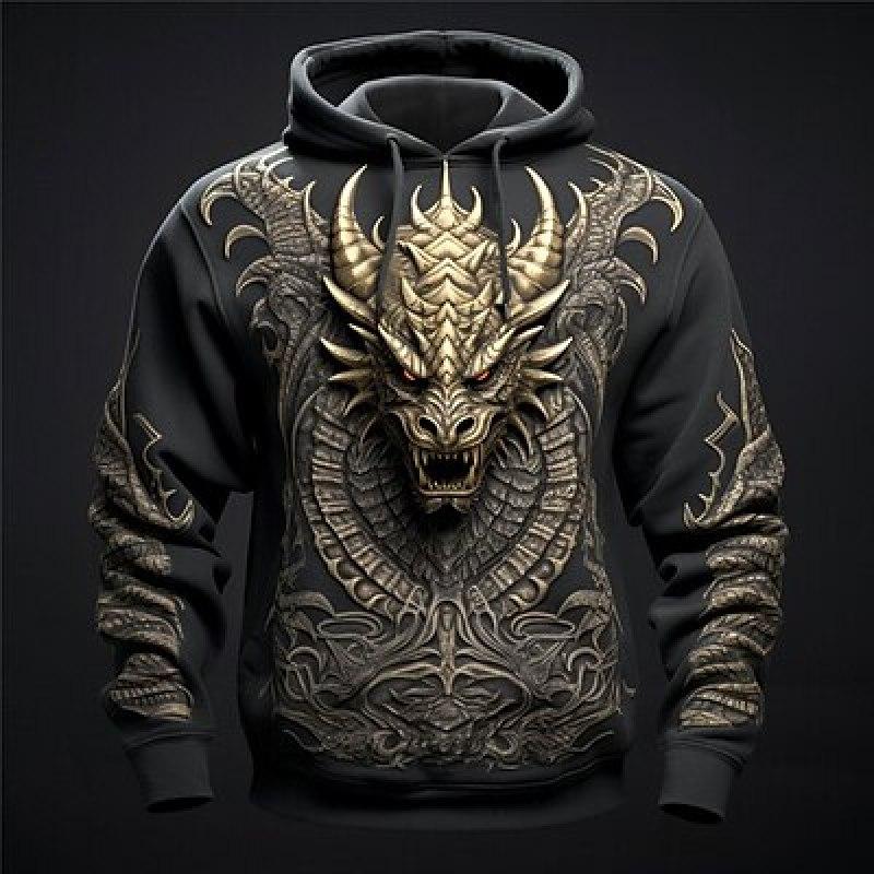 ETST 03 Grafisch dier Heren Dagelijkse 3D-print hoodie Outdoor Vakantie Hoodies Lichte print met lange mouwen Sweatshirt met capuchon en voorzak S