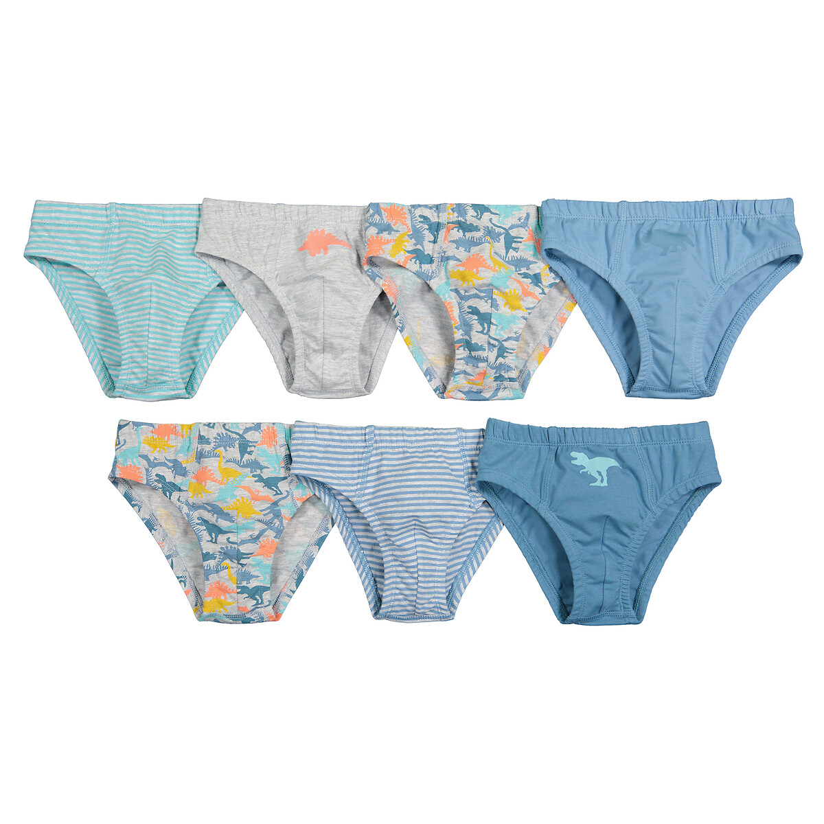 LA REDOUTE COLLECTIONS Set van 7 slips in katoen met dinosaurus print