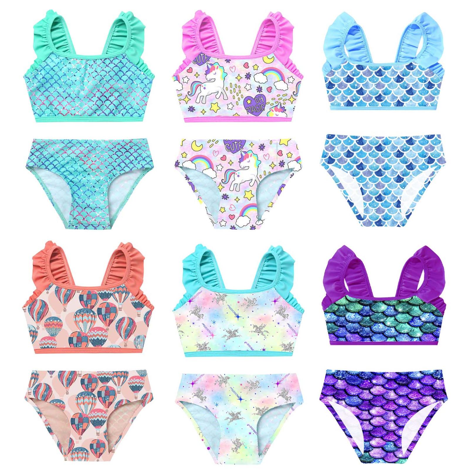 WinYing Meisjes bikinisets zeemeermin badmode tweedelig badpak badmode voor kinderen van 1-16 jaar 3-4 Years groen