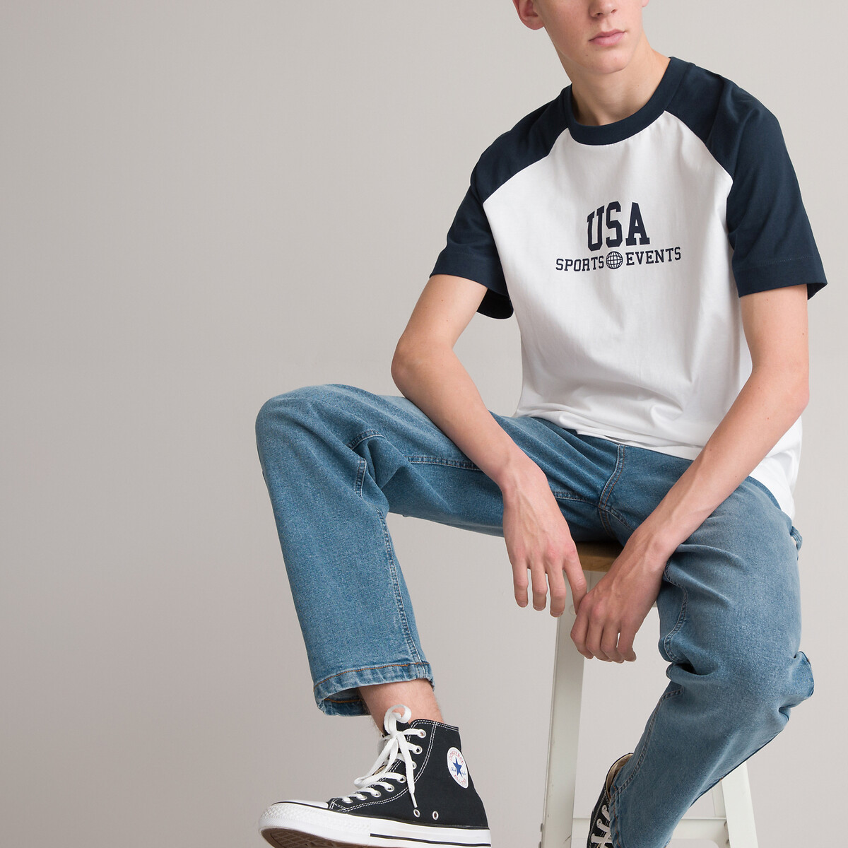 LA REDOUTE COLLECTIONS Oversized T-shirt met ronde hals, motief met campus spirit