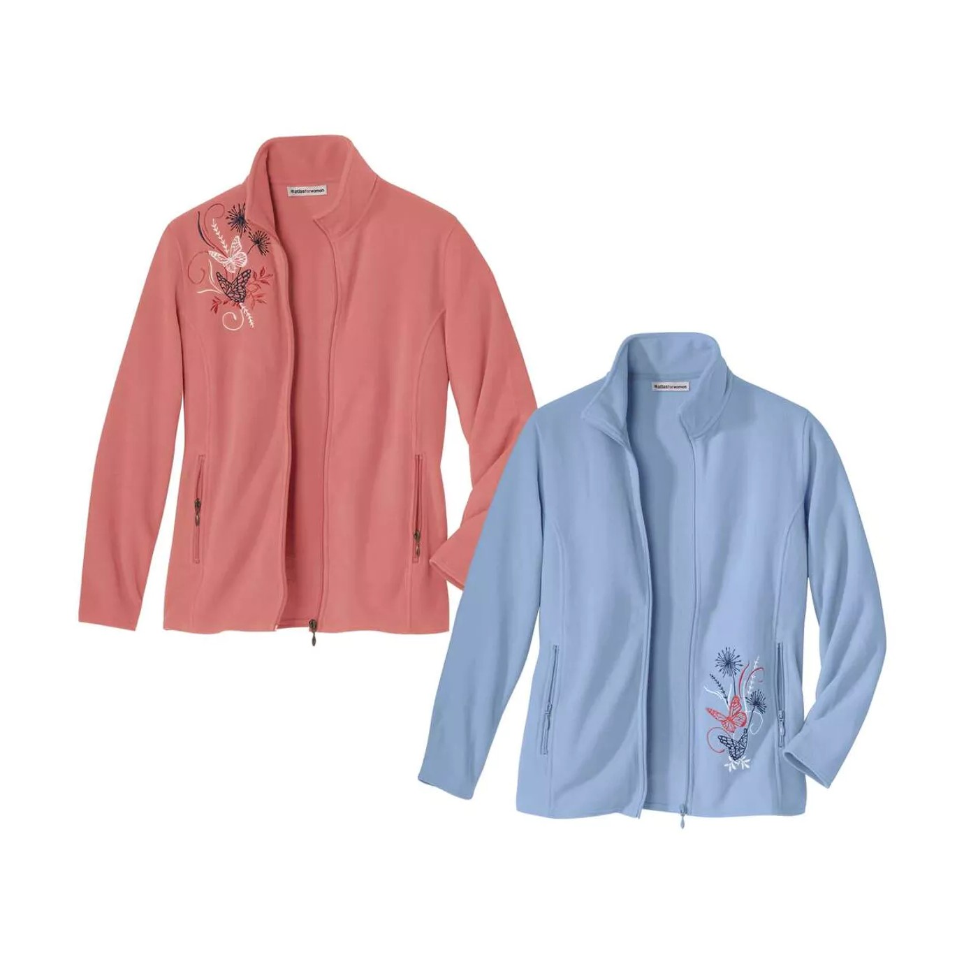 Atlas for Women Geborduurde microfleece fleece jas dames (set van 2)