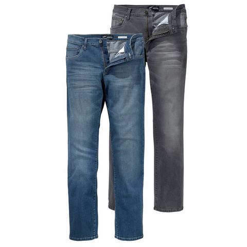 Arizona Stretch jeans Willis straight-fit, lange pijpen, met studs, lage taille (set, 2-delig)