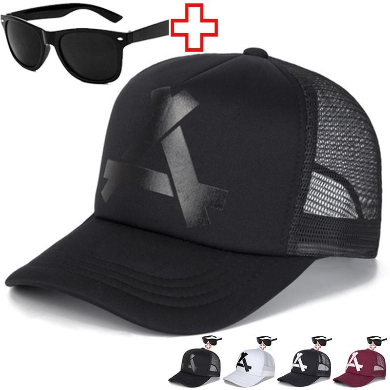 Headgear Zomer baseballpet Golfpet Zonneschermpet Sport Hiphop Truckerhoed Mesh petten voor heren en dames Reishoed Wandelhoeden Brillen zwart