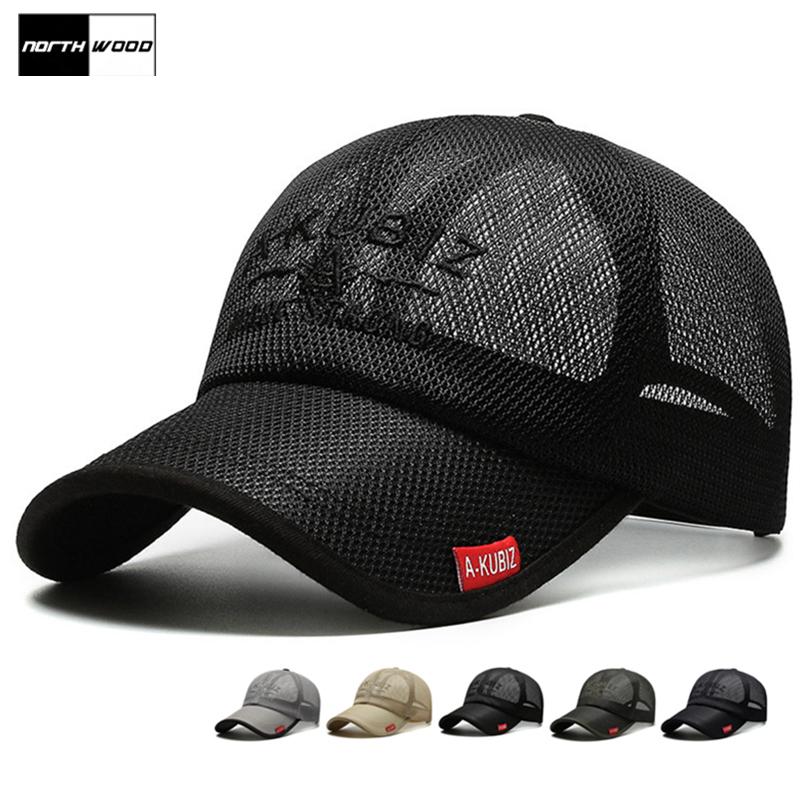 Northwood Ademend Mesh Zomerpet Mannen Baseball Caps Vrouwen Outdoor Papa Hoed Sneldrogende Snapback Trucker Cap 56-60 cm zwart