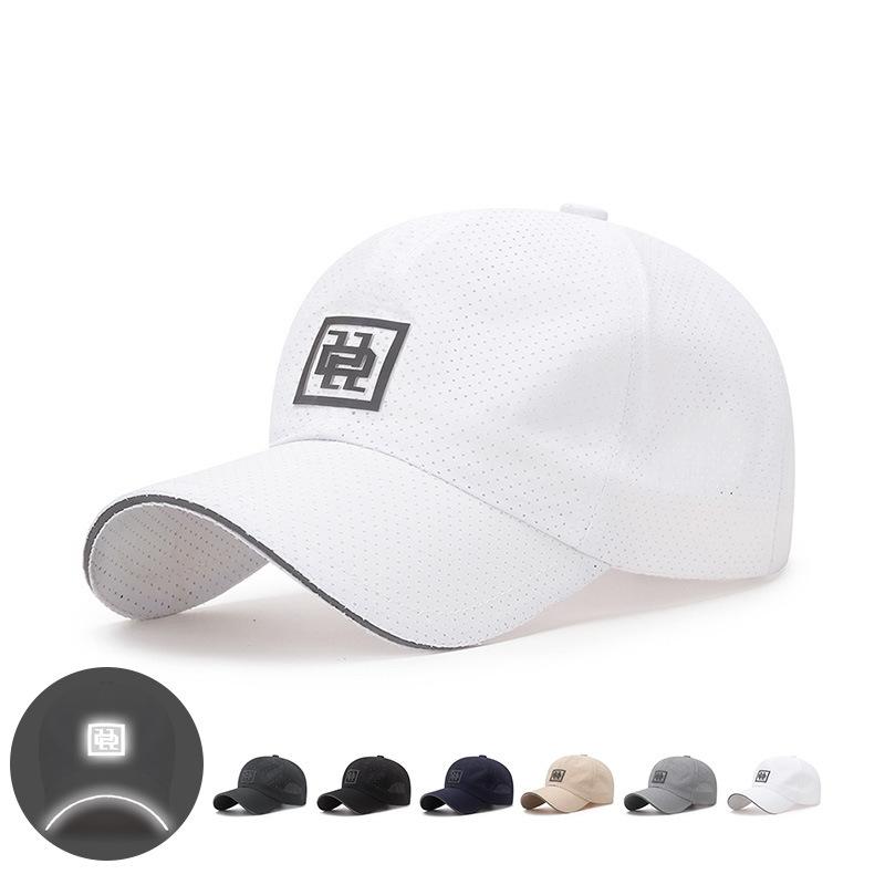 ONIHUA Zomer Outdoor Baseball Cap Lichtgewicht Reflecterende Sport Sneldrogende Baseball Caps Golfvissen Running Cap Vizier Panamahoed 55-60m wit