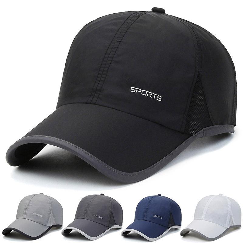 Dexing Zomer Sneldrogende Hoeden Baseball Cap Zonnehoed Pure Kleur Sport Caps Voor Mannen Mesh Ademend Golf Caps Trucker Hoed Adjustable wit