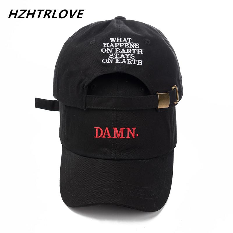 91530112MAC1H7JY0E Hoge Kwaliteit Rapper Kendrick Lamar Verdomd Snapback Cap Borduren DAMN Vader Hoed Vrouwen Unisex Baseball Cap Hip Hop Hoed bot