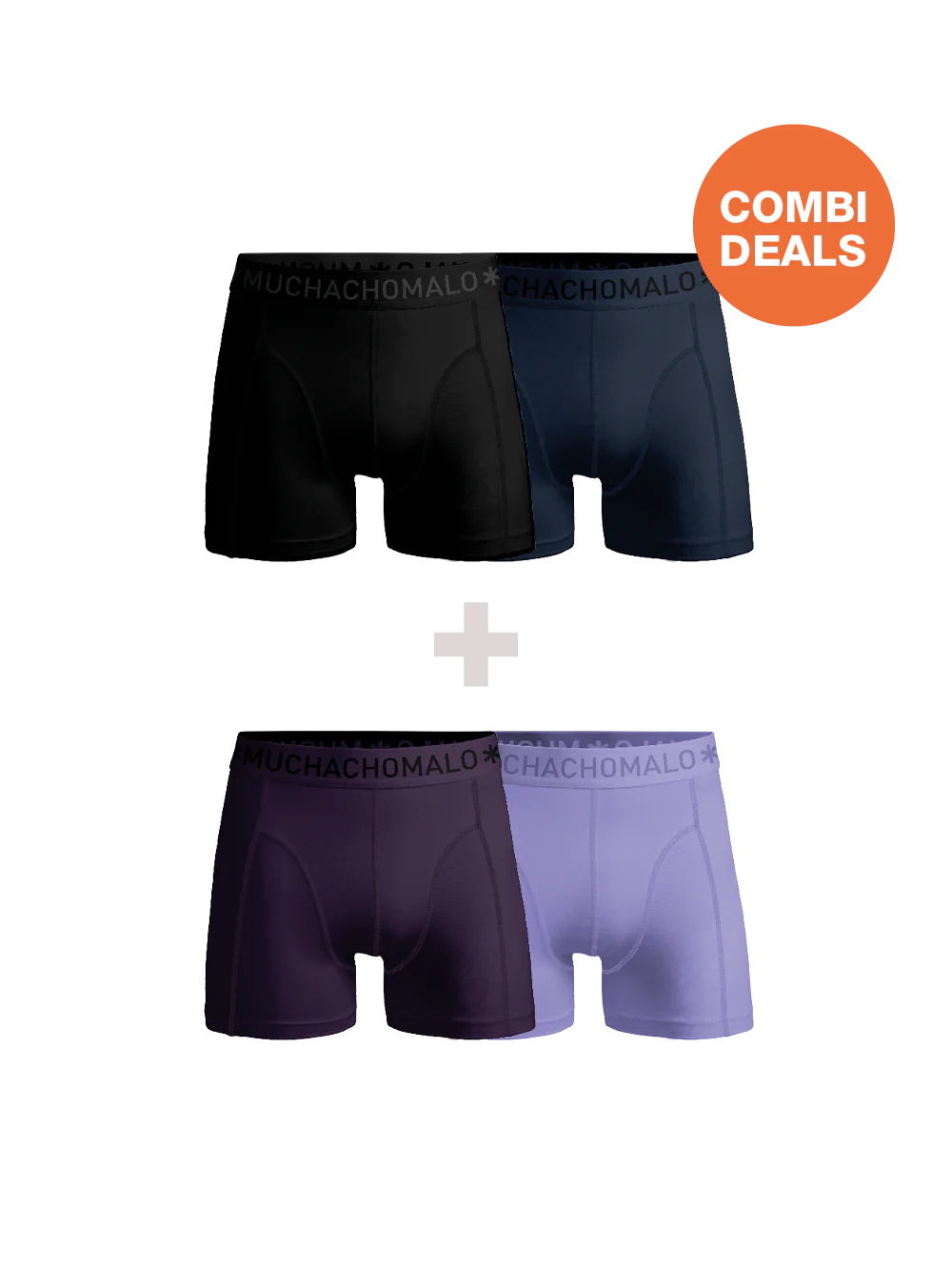 Muchachomalo Jongens 2+2-pack boxershorts effen