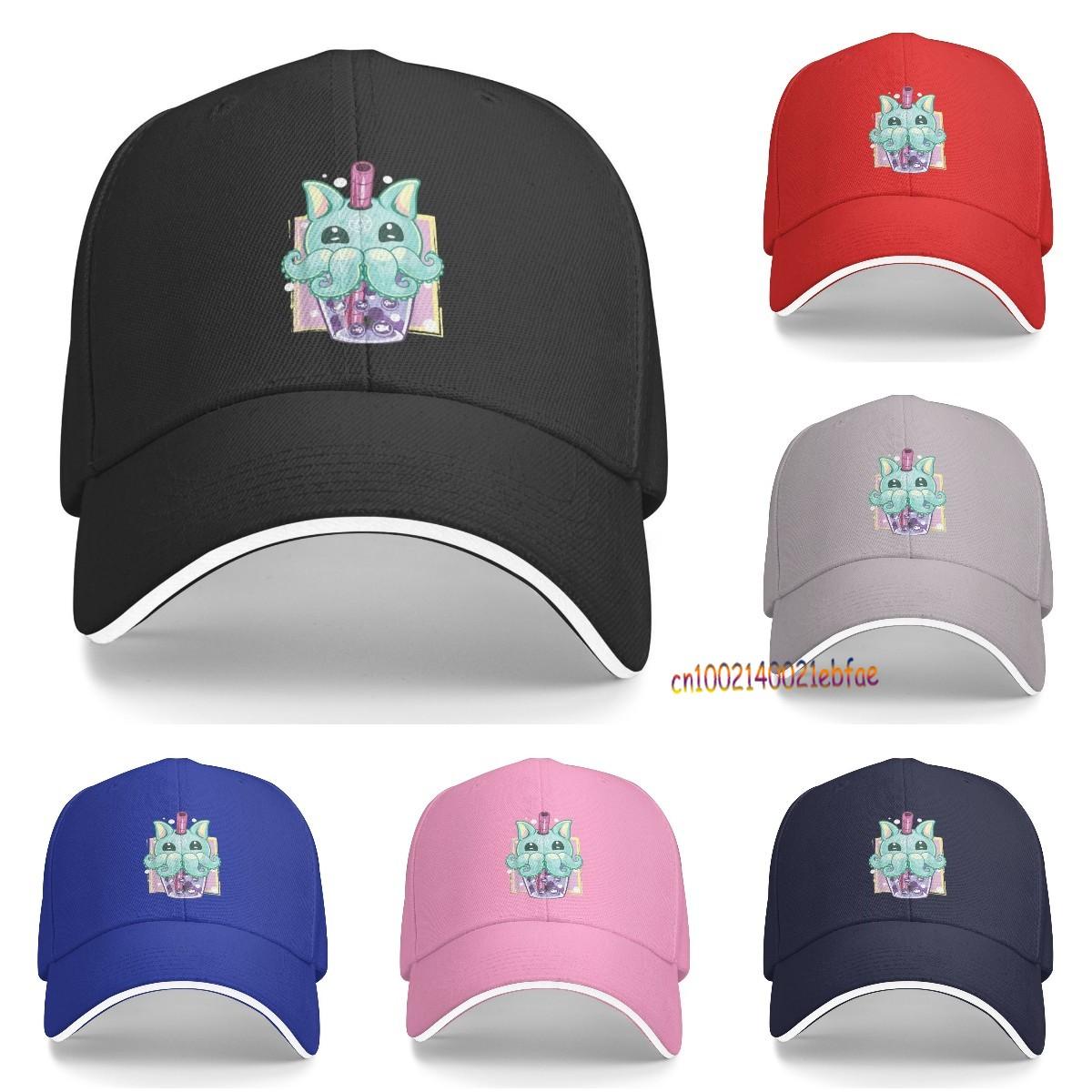 91440605MAC3NXC54W Kawaii Pastel Goth Creepy Creature Boba Bubble Tea Vaporwave Cap voor dames Outdoor Sport Baseball Caps Mode Unisex Snapback Hoeden One Size