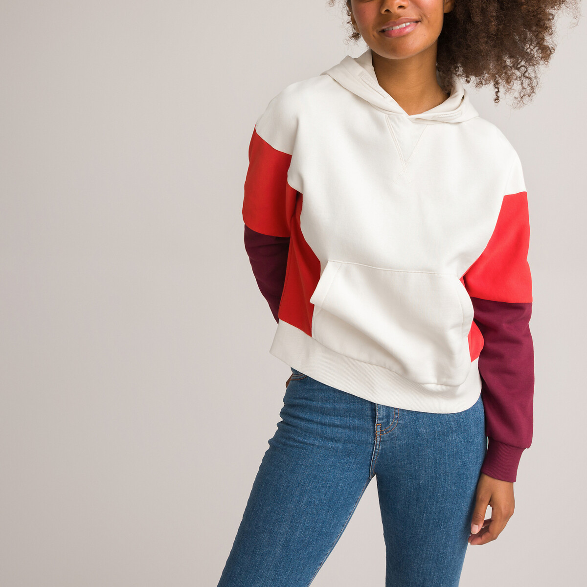 LA REDOUTE COLLECTIONS Hoodie colorblock in molton, cropped