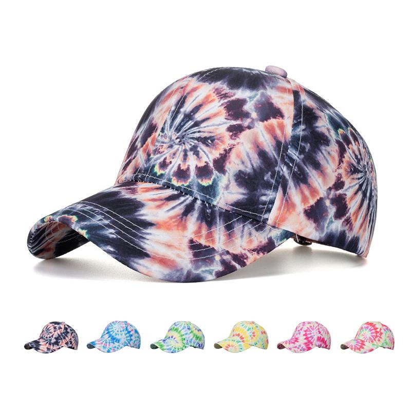 ONIHUA Heren bedrukte tie-dye graffiti baseballpet dames gradiënt zonnebrandcrème hoed paardenstaart panama cap vizierhoeden snapback hoed zwart