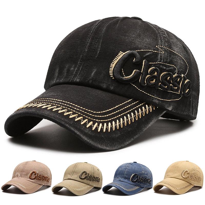 ONIHUA Denim Baseball Cap Mannen Vrouwen Lente Zomer Ademende Cap Borduren Snapback Hoed Zonneklep Hoeden Vissershoed Piek Cap zwart