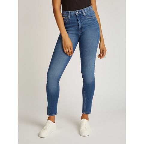 Calvin Klein Skinny fit jeans High rise skinny met muntzakje, lichte stone wash-look