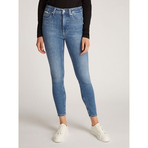 Calvin Klein Skinny fit jeans HIGH RISE SUPER SKINNY ANKLE met stone-wash look, met muntzakje