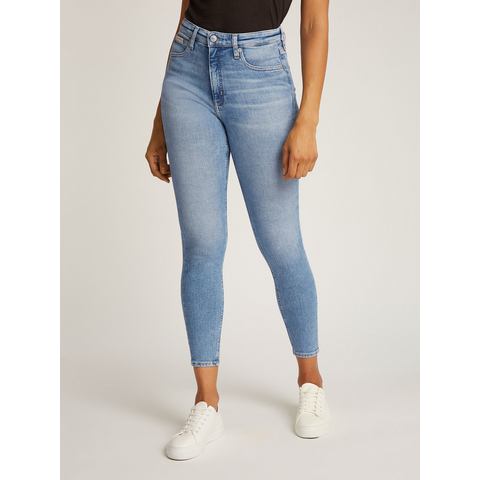 Calvin Klein Skinny fit jeans HIGH RISE SUPER SKINNY ANKLE met stone-wash look, met muntzakje