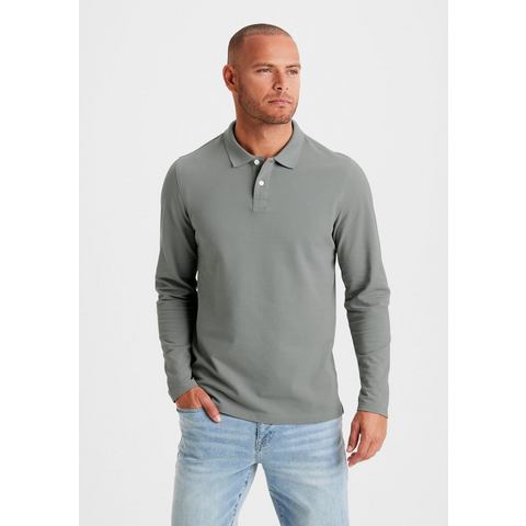 Beachtime Poloshirt met lange mouwen Shirt met polokraag en knoopsluiting van katoen-piqué