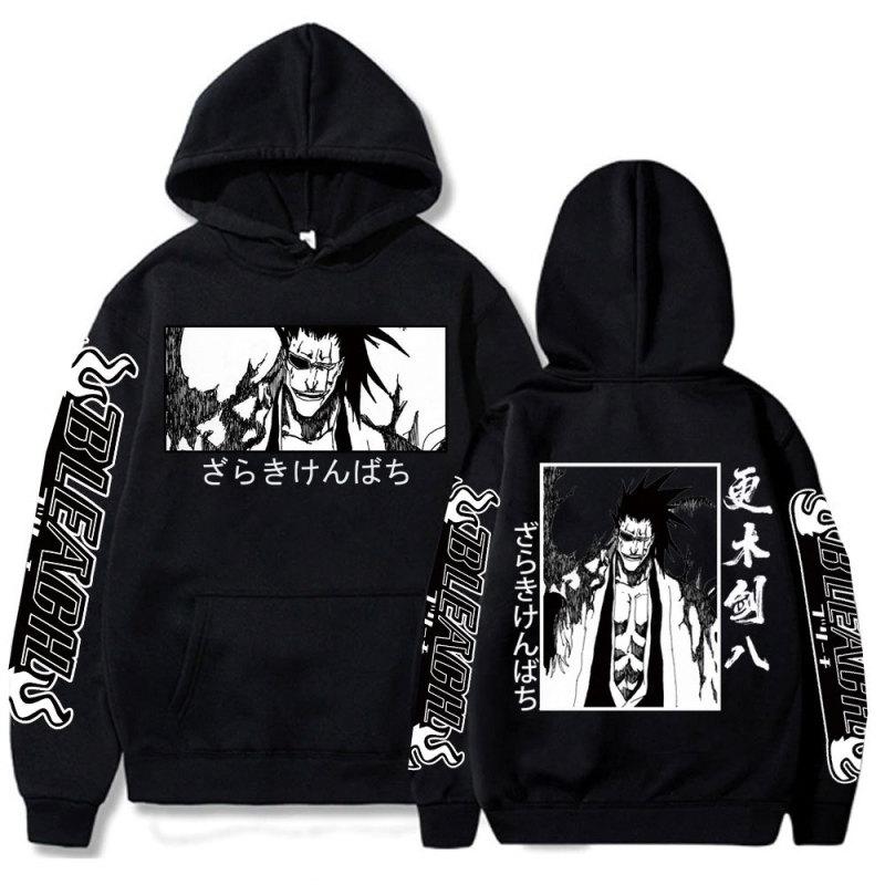 Nihao Hot Japanse Anime Bleach Hoodies Y2K Mannen Zaraki Kenpachi Grafische Sweatshirts plus size Grappige Harajuku Cartoon Truien Mannelijke L