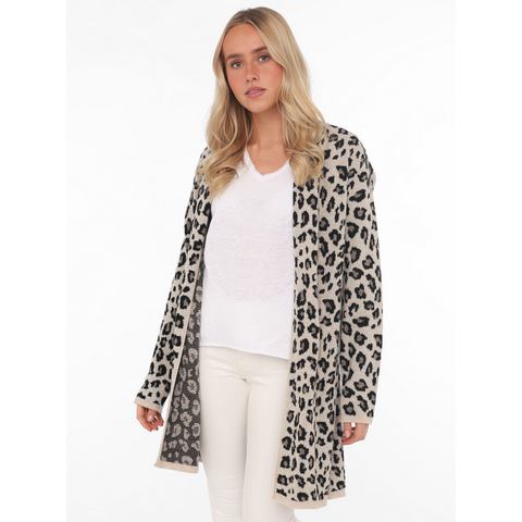 Zwillingsherz Cardigan Classic Leo Uni met luipaardmotief