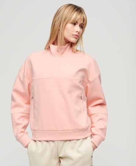 Superdry Vrouwen Sport Tech Relaxed Sweatshirt met Halve Rits Roze