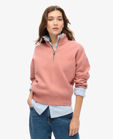 Superdry Vrouwen Essential Sweatshirt met Halve Rits Roze