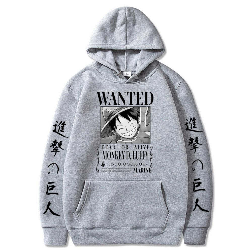 WE BELIEVE Aanval op Titan Een Stuk Luffy Hoodie Mannen Mode Homme Fleece Hoodies Japanse Anime Gedrukt Mannelijke Streetwear Oversized Kleding XS wit