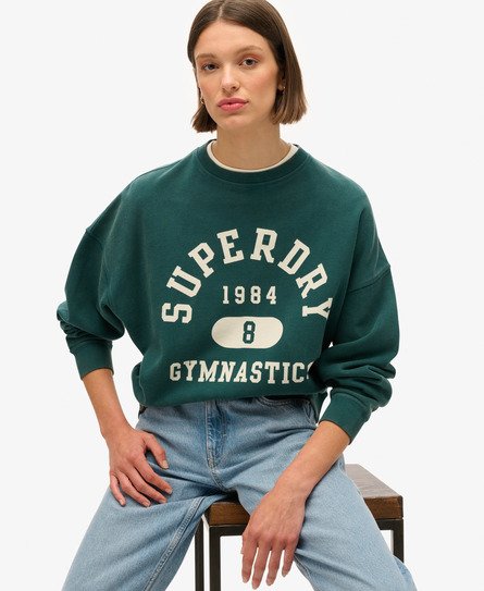 Superdry Vrouwen Athletic Essentials Oversized Sweatshirt met Print Groen