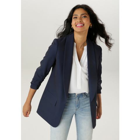 Aniston SELECTED Lange blazer met modieuze reverskraag en gerimpelde mouwen - nieuwe collectie