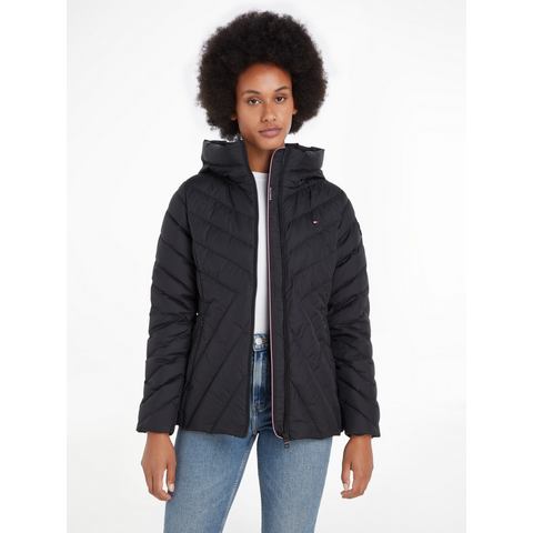 Tommy Hilfiger Gewatteerde jas CHEVRON MW PADDED JACKET met gemiddelde vulling en  merklabel